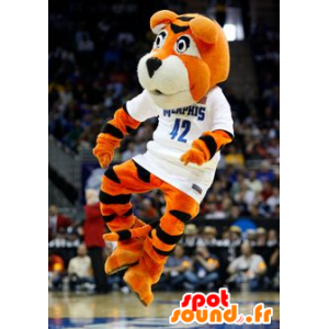 Orange tiger mascot, black and white - MASFR22006 - Tiger mascots