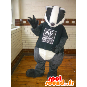 Mascot grå taupe, svart og hvit, gigantiske - MASFR22009 - Forest Animals