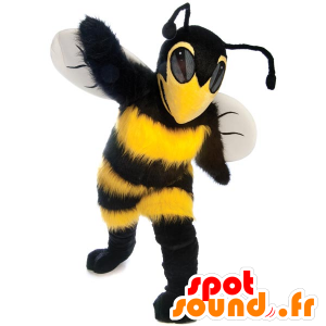 Belle mascotte jaune et noire, d'abeille, de guêpe - MASFR22010 - Mascottes Abeille