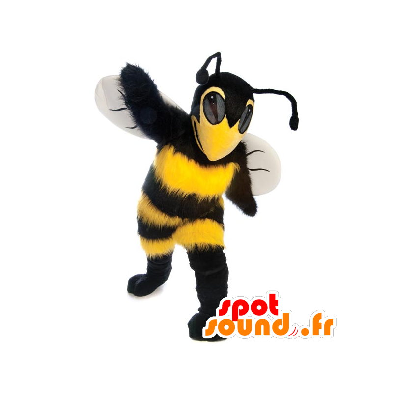 Belle mascotte jaune et noire, d'abeille, de guêpe - MASFR22010 - Mascottes Abeille