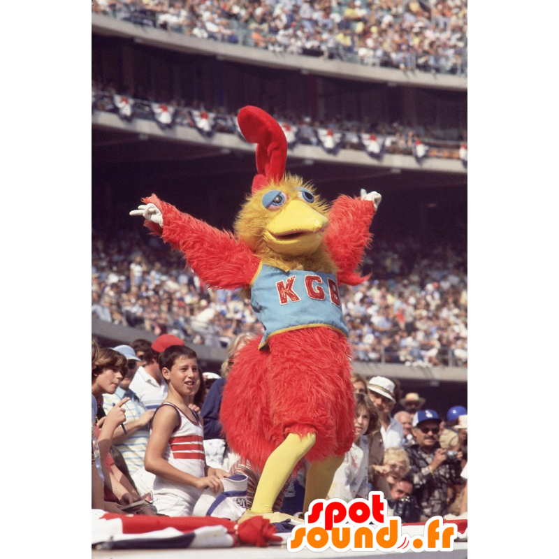 Mascot red and yellow bird, all hairy - MASFR22013 - Mascot of birds Mascot red and yellow bird, all hairy - MASFR22013 - Mascot of birds