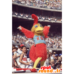 Mascot red and yellow bird, all hairy - MASFR22013 - Mascot of birds