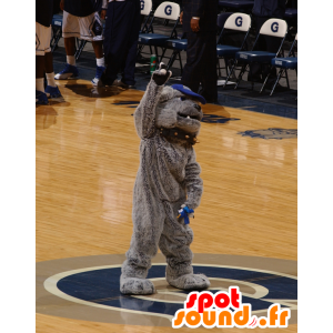 Gray bulldog mascot, dog with a collar - MASFR22014 - Dog mascots