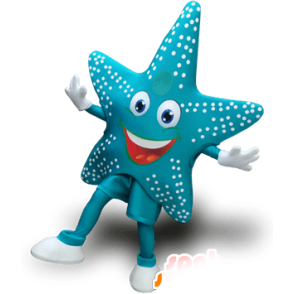 Mascotte d'étoile de mer bleue, très souriante - MASFR22017 - Mascottes Etoile de Mer