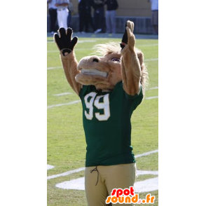 Mascote do cavalo bege no sportswear - MASFR22019 - mascotes cavalo
