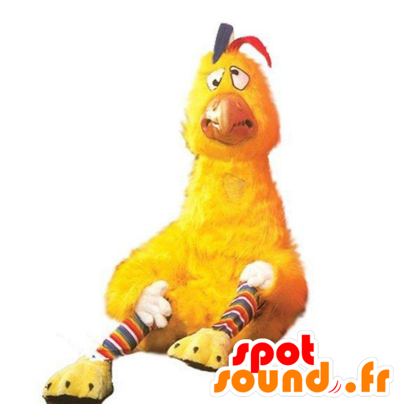 Giallo mascotte pollo, tutto cazzo peloso - MASFR22023 - Mascotte di galline pollo gallo