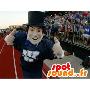 Mascot man in sportswear with a top hat - MASFR22024 - Human mascots