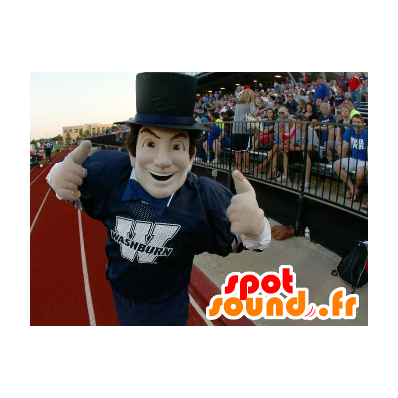 Mascot man in sportswear with a top hat - MASFR22024 - Human mascots