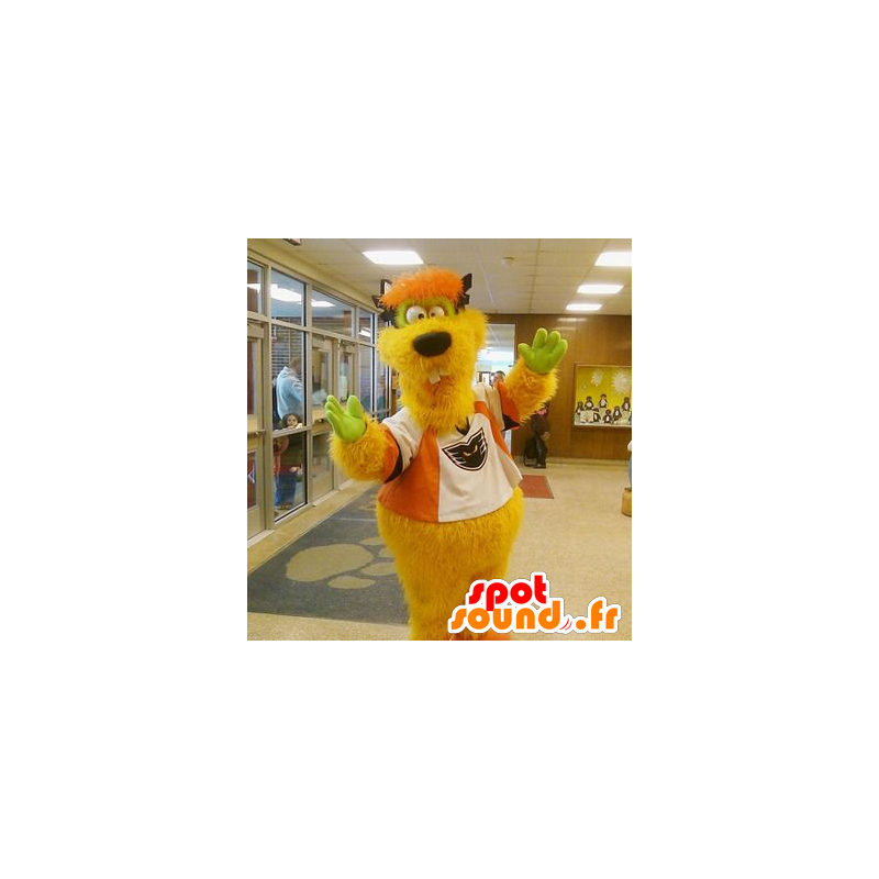 Amarillo y naranja mascota monstruo, divertido y peludo - MASFR22025 - Mascotas de los monstruos
