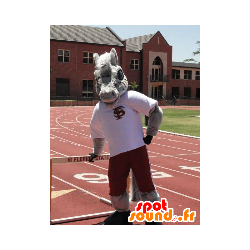 Mascot burro cinzento, cavalo, no sportswear - MASFR22026 - mascotes cavalo Mascot burro cinzento, cavalo, no sportswear - MASFR22026 - mascotes cavalo