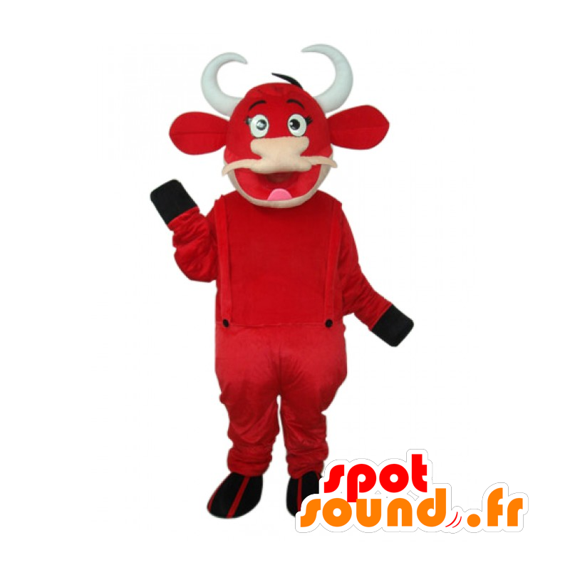 Koe mascotte Kiri, rood en wit - MASFR22029 - koe Mascottes