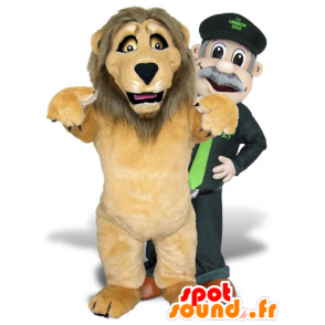 2 mascotes, um leão marrom e um depositário de jardim zoológico - MASFR22031 - Mascotes leão