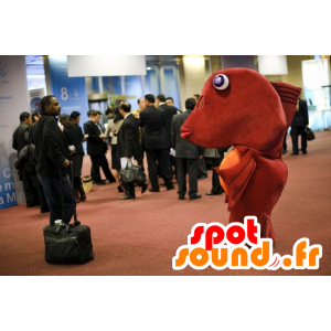 Stor röd och orange fiskmaskot - Spotsound maskot