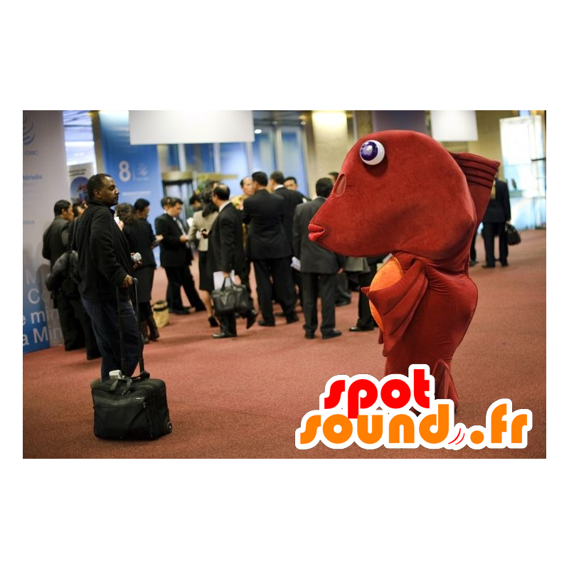 Stor röd och orange fiskmaskot - Spotsound maskot