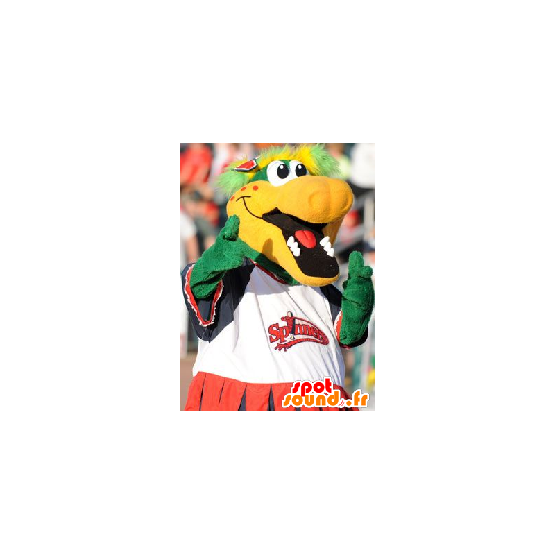 Green and yellow crocodile mascot, cheerful - MASFR22034 - Mascot of crocodiles Green and yellow crocodile mascot, cheerful - MASFR22034 - Mascot of crocodiles