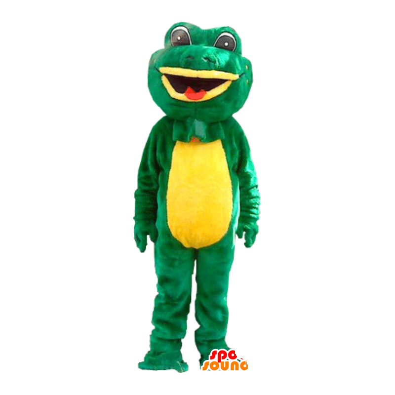 Grøn og gul frø maskot - Spotsound maskot kostume