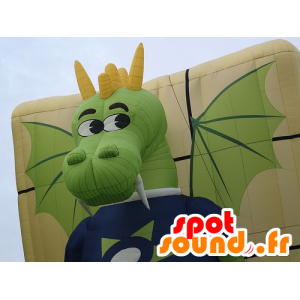 Grøn og gul drage maskot, sjov og farverig - Spotsound maskot