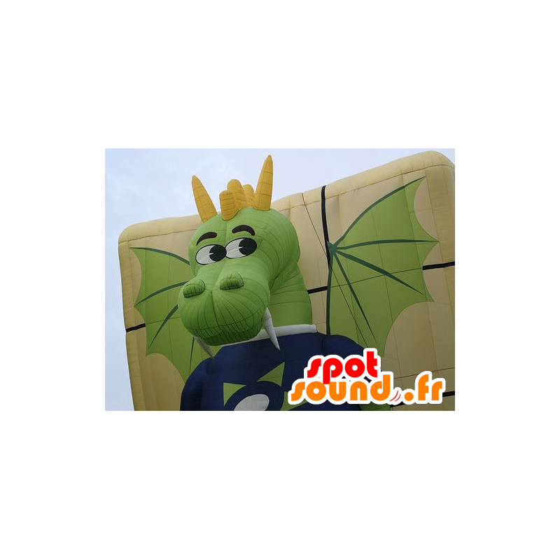 Green dragon mascot and yellow, fun and colorful - MASFR22036 - Dragon mascot