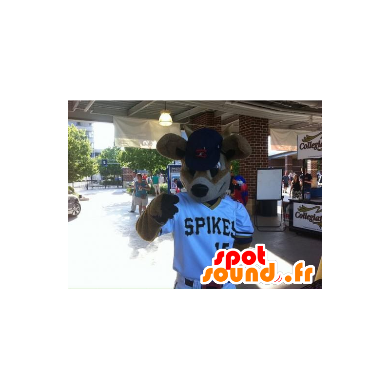Maskotbrun känguru, mus, i sportkläder - Spotsound maskot Maskotbrun känguru, mus, i sportkläder - Spotsound maskot