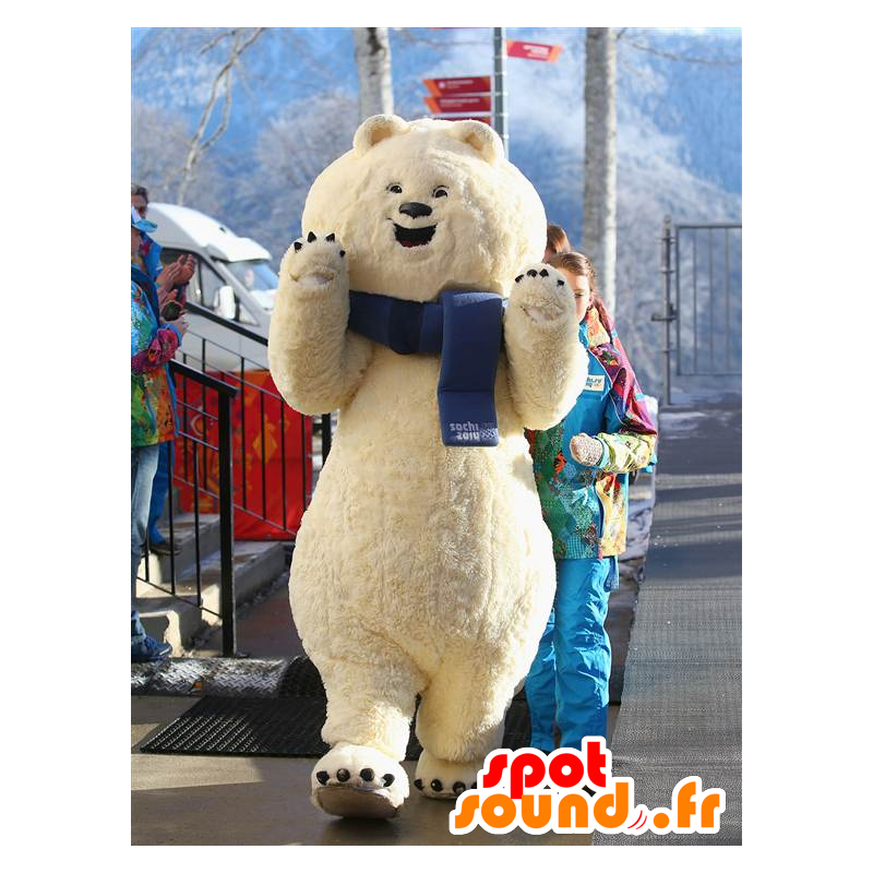 Mascote grande urso polar, peluche branco - MASFR22045 - mascote do urso
