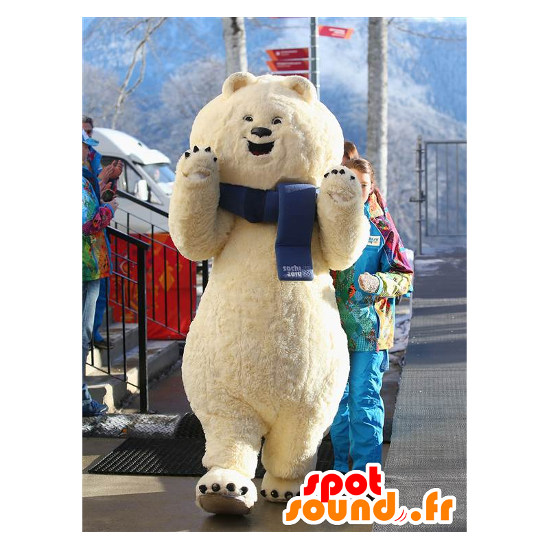 Mascotte large polar bear, white teddy - MASFR22045 - Bear mascot