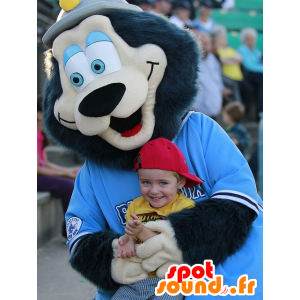 Mascotte oso negro cualquier cabelludo, con los ojos azules - MASFR22046 - Oso mascota