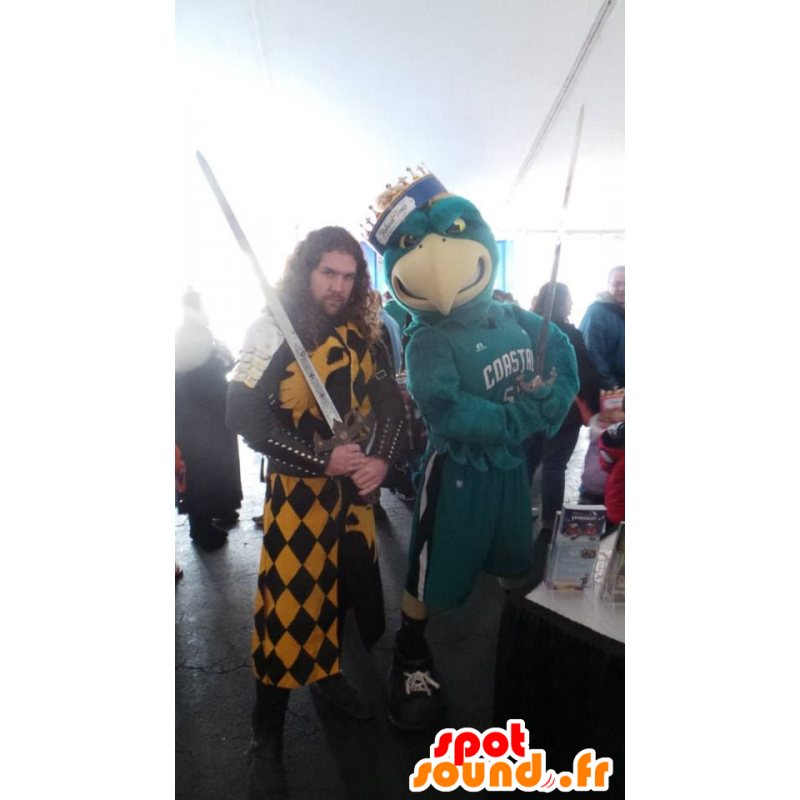 Mascotte d'aigle vert et jaune, géant - MASFR22048 - Mascotte d'oiseaux Mascotte d'aigle vert et jaune, géant - MASFR22048 - Mascotte d'oiseaux
