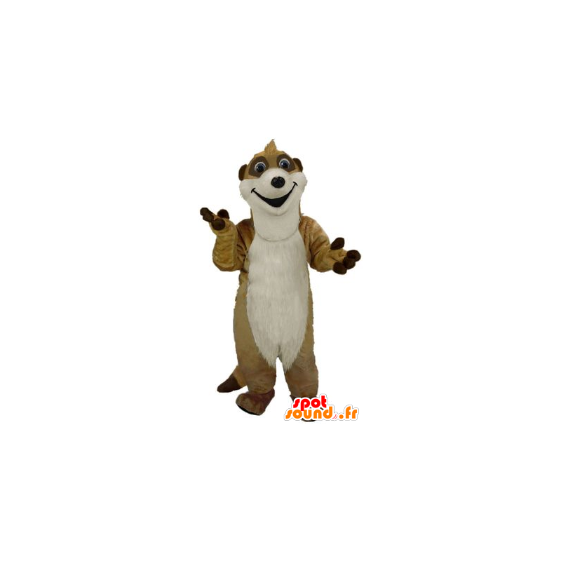 Beige och vit meerkat maskot - Spotsound maskot