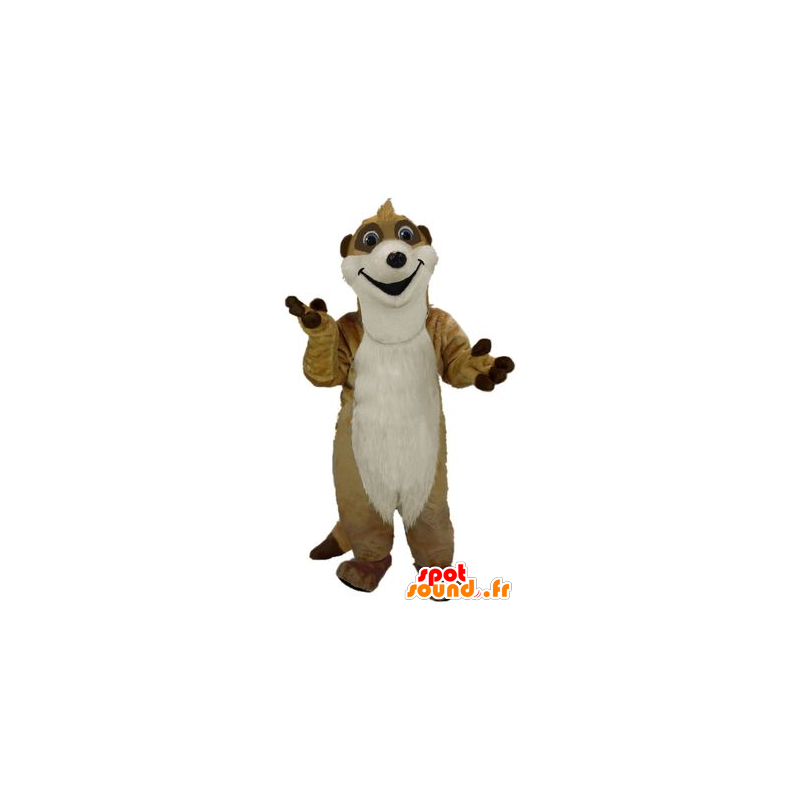 Beige og hvid meerkat maskot - Spotsound maskot kostume