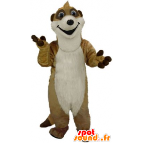 Beige og hvid meerkat maskot - Spotsound maskot kostume