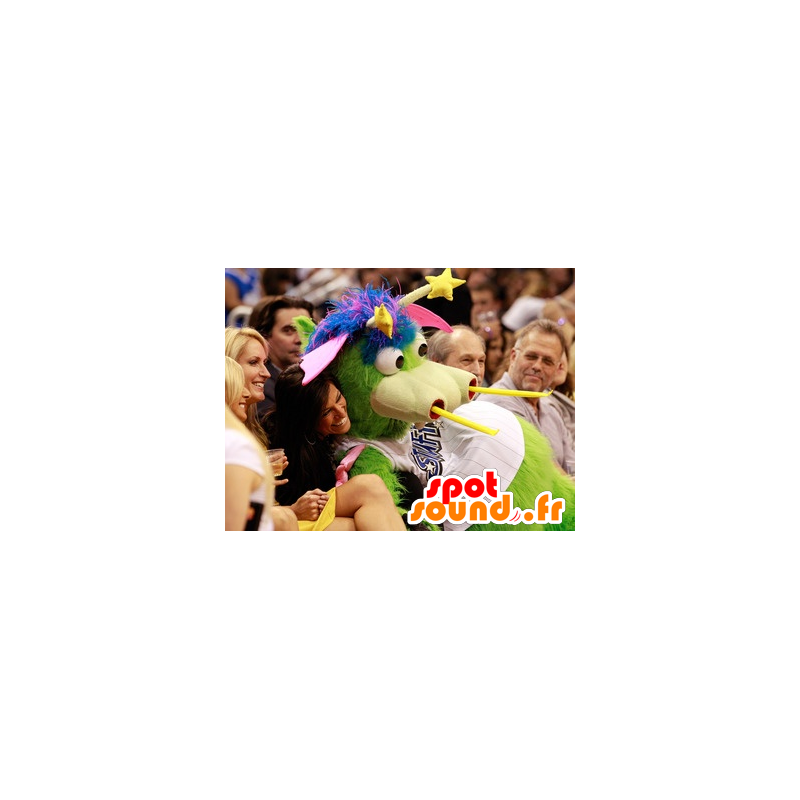 Mascote dragão verde, azul e rosa, todo peludo - MASFR22054 - Dragão mascote Mascote dragão verde, azul e rosa, todo peludo - MASFR22054 - Dragão mascote