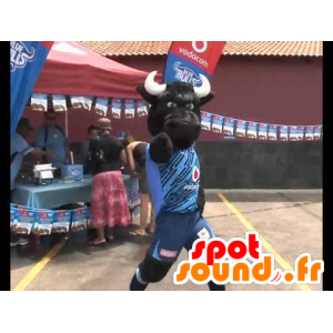 Mascotte zwarte stier, buffels, in sportkleding - MASFR22057 - Mascot Bull