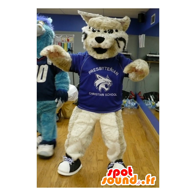 Beige cat mascot, giant dog - MASFR22066 - Dog mascots Beige cat mascot, giant dog - MASFR22066 - Dog mascots