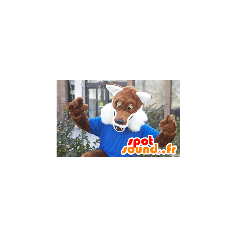 Marrone e bianco volpe mascotte, peloso tutto - MASFR22070 - Mascotte Fox Marrone e bianco volpe mascotte, peloso tutto - MASFR22070 - Mascotte Fox