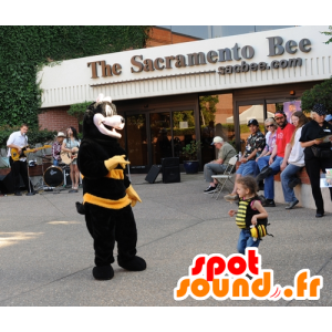 Mascot av svart og gul bie, søt - MASFR22071 - Bee Mascot