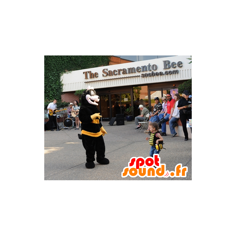 Mascotte black and yellow bee, cute - MASFR22071 - Mascots bee