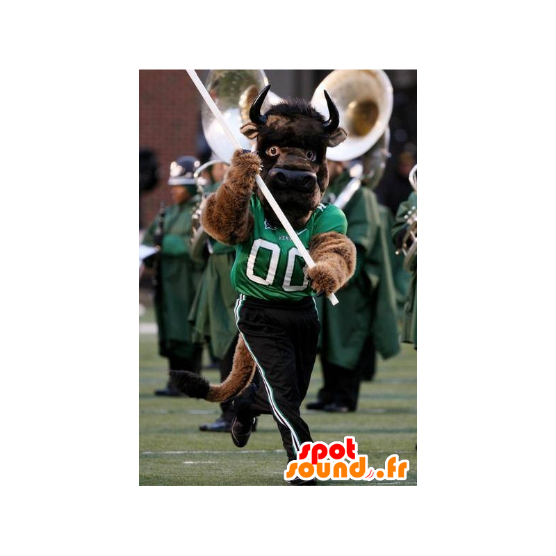 Bull mascot, brown buffalo, in sportswear - MASFR22073 - Bull mascot Bull mascot, brown buffalo, in sportswear - MASFR22073 - Bull mascot