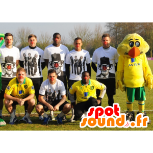 Duck maskot, žluté kuřátko, ve sportovní oblečení - MASFR22077 - maskot kachny