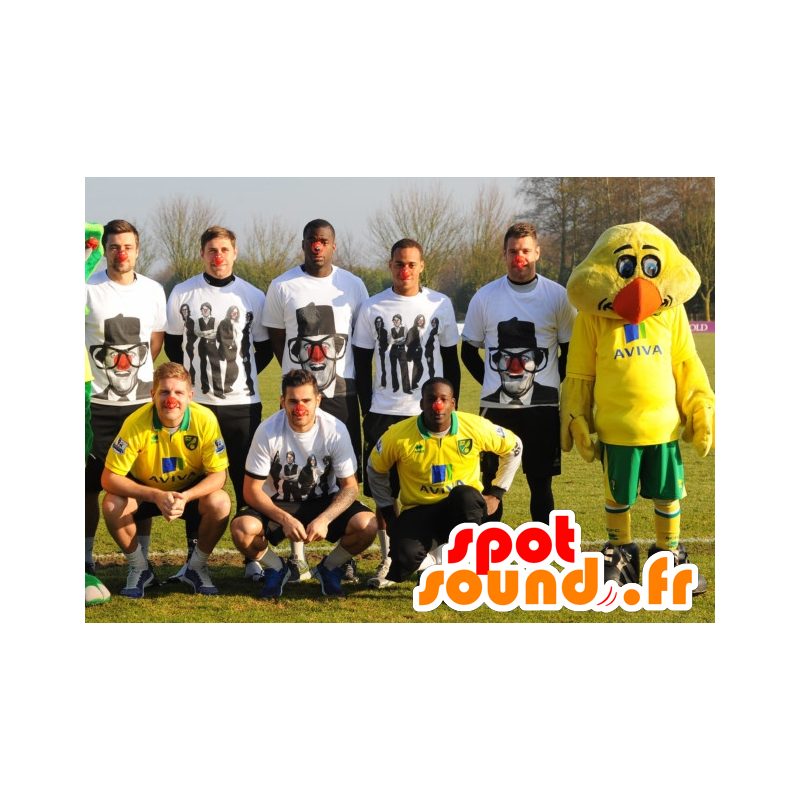 Duck maskot, žluté kuřátko, ve sportovní oblečení - MASFR22077 - maskot kachny Duck maskot, žluté kuřátko, ve sportovní oblečení - MASFR22077 - maskot kachny