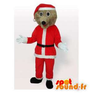 Mascot vestida de urso marrom de Santa - MASFR006490 - mascote do urso