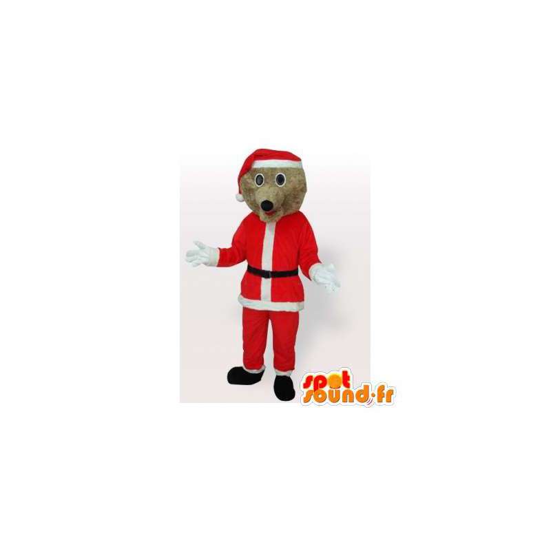 Mascot gekleed bruine beer kerstman - MASFR006490 - Bear Mascot