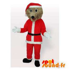 Mascotte d'ours marron habillé en père Noël - MASFR006490 - Mascotte d'ours