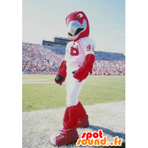 Mascota del águila Roja en ropa deportiva blanca - MASFR22079 - Mascota de aves