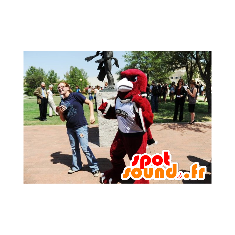 Rødørn maskot, sort og hvid, i sportstøj - Spotsound maskot Rødørn maskot, sort og hvid, i sportstøj - Spotsound maskot