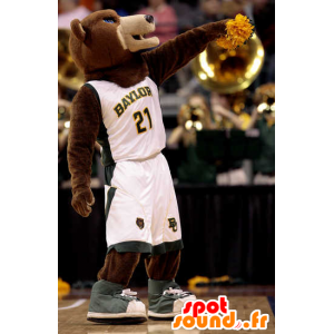 Mascot brown bear, white sportswear - MASFR22088 - Bear mascot