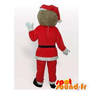 Mascotte d'ours marron habillé en père Noël - MASFR006490 - Mascotte d'ours