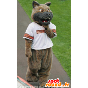 Mascot dog, brown and gray wolf to look mean - MASFR22093 - Mascots Wolf