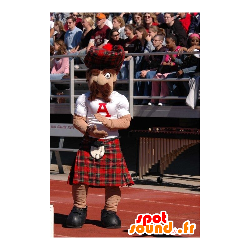 Mascote Scottish kilt bigode xadrez - MASFR22096 - Mascotes humanos