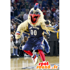 Mascot pássaro grande bege, azul e vermelho - MASFR22097 - aves mascote