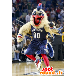 Mascot pássaro grande bege, azul e vermelho - MASFR22097 - aves mascote